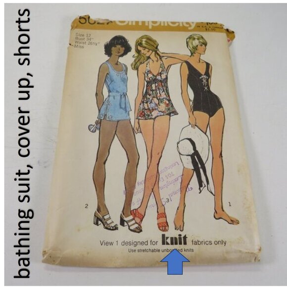 Simplicity 5027 Clothing Pattern Bathing Suit, Shorts, Cover up - Picture 2 of 10